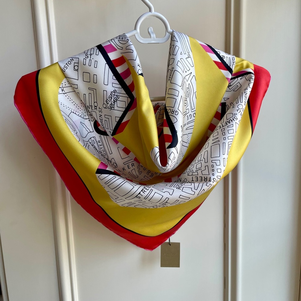 NWT - Burberry London Map Silk Scarf - Box Included